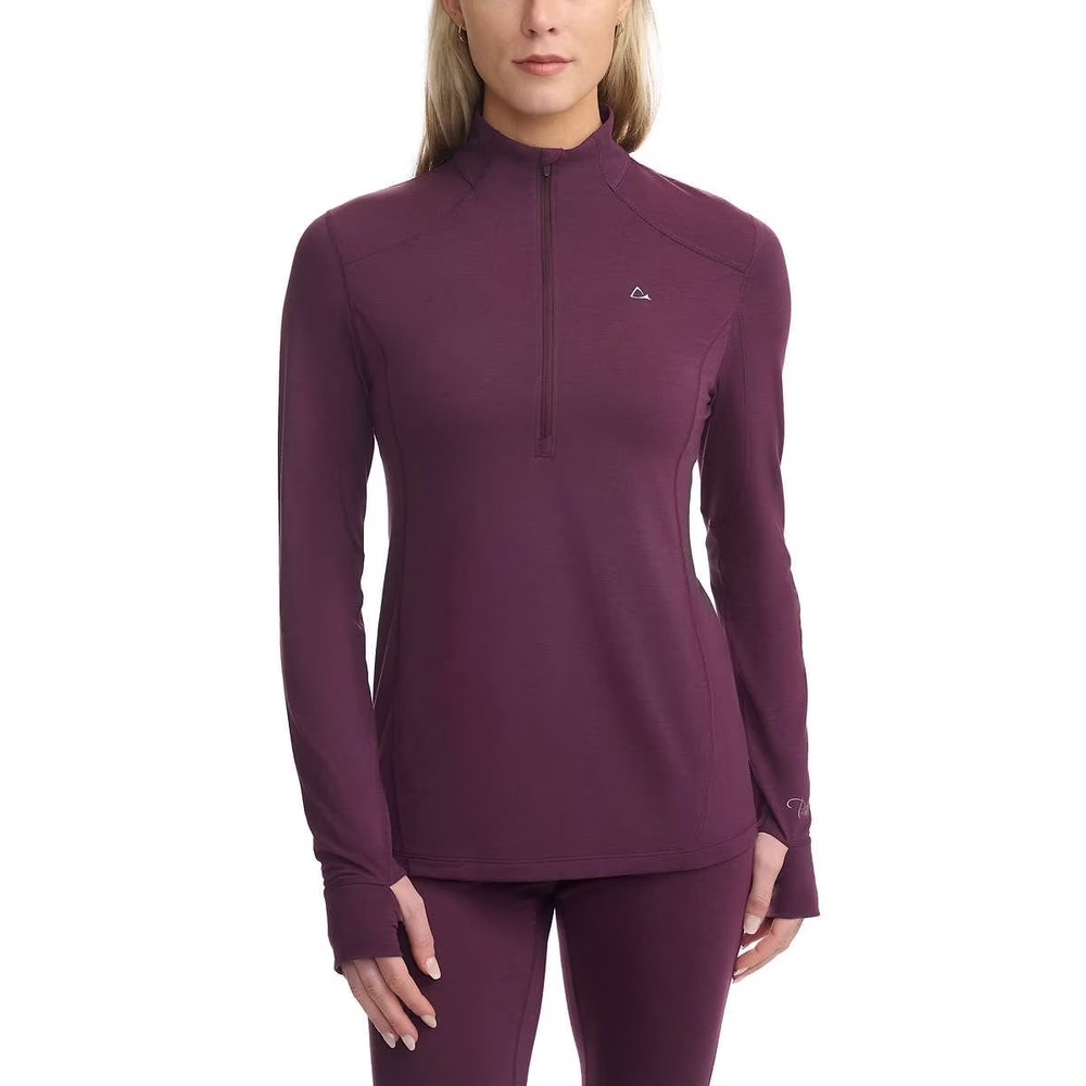 Paradox Womans Merino Wool Blend Performance Base Layer Top purple 1/4 Zip L